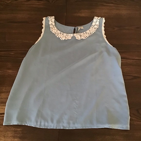 Light Blue Sleeveless Peter Pan blouse - Picture 5 of 12
